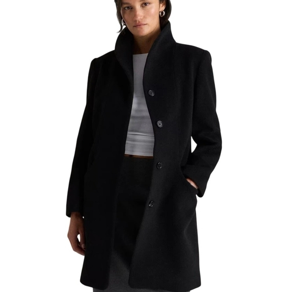 New Quince Womens Wool Cashmere Cocoon Coat Black $175, Sz Xs. New!